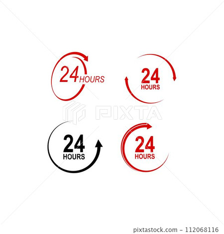 sign of 12, 24, 48 and 72 clock arrow hours logo 112068116