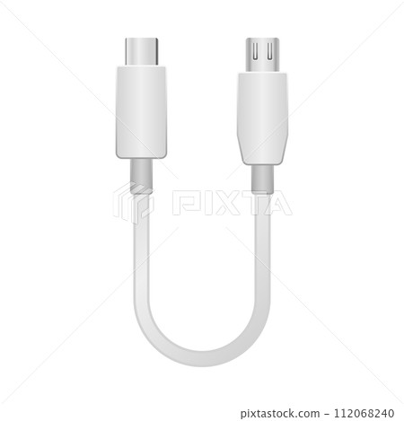 Simple illustration_White conversion cable_USB Type-C to Micro USB Type-B 112068240