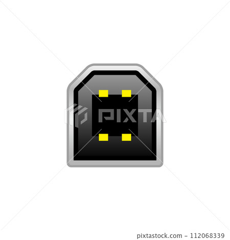 Simple illustration_White USB Type-B 2.0 male_Outlet (port) 112068339