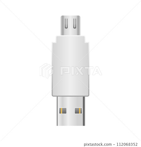 Simple illustration_White conversion adapter_Micro USB Type-B 2.0 to USB Simple illustration_White conversion adapter_Micro USB Type-B 2.0 to USB 112068352