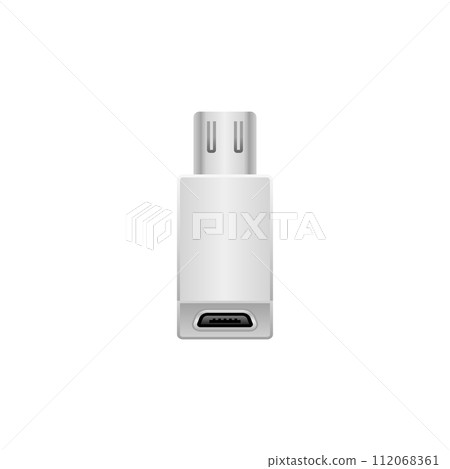 Simple illustration_White conversion adapter_Micro USB Type-B 2.0 male and female Simple illustration_White conversion adapter_Micro USB Type-B 2.0 male and female 112068361