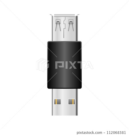 Simple illustration_Black conversion adapter_USB Type-A female to USB Type-A 2.0 112068381