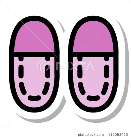 Sticker single item icon for items necessary for disaster prevention: Slippers 112068420