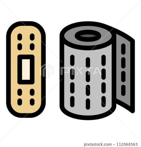 Single color icons of items necessary for disaster prevention: Bandages, bandages 112068563