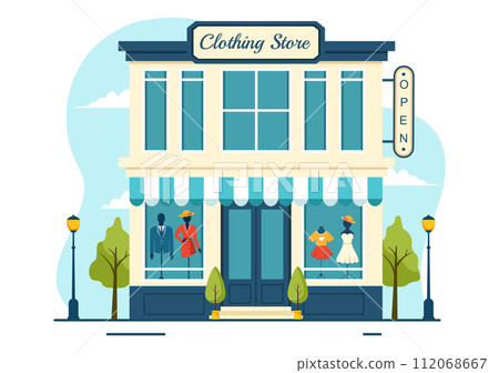 Clothing Store Vector Illustration by Shopping for Clothes or Dresses for Fashion Styles Women or Men in Flat Cartoon Background Design 112068667