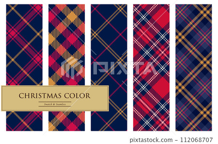 Colorful Christmas check pattern set Colorful Christmas check pattern set 112068707