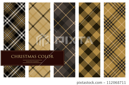 Black x gold Christmas check pattern set Black x gold Christmas check pattern set 112068711