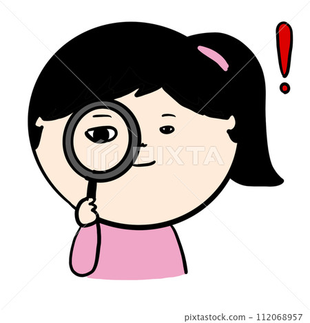 A person who discovers something with a magnifying glass A person who discovers something with a magnifying glass 112068957