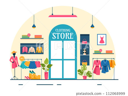 Clothing Store Vector Illustration by Shopping for Clothes or Dresses for Fashion Styles Women or Men in Flat Cartoon Background Design Clothing Store Vector Illustration by Shopping for Clothes or Dresses for Fashion Styles Women or Men in Flat Cartoon Background Design 112068999