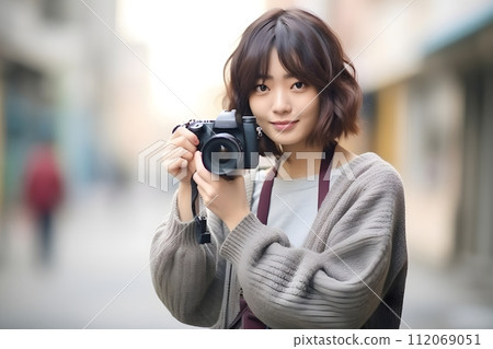 Woman with camera 1 AI generated image 112069051