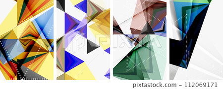 Triangle blend geometric concept poster designs for wallpaper, business card, cover, poster, banner, brochure, header, website 112069171