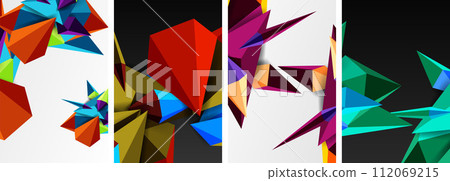 Triangle abstract concepts poster set with geometric minimal designs 112069215