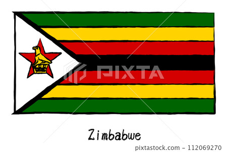 Analog hand-drawn style flags of the world, Zimbabwe 112069270