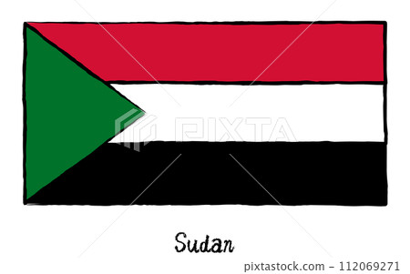 Analog hand-drawn style flags of the world, Sudan 112069271