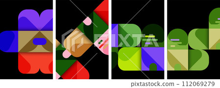 Geometric colorful poster backgrounds with squares and circles 112069279