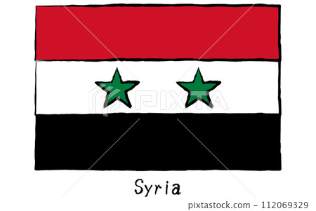 Analog hand-drawn style flags of the world, Syria 112069329