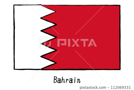 Analog hand-drawn style flags of the world, Bahrain 112069331