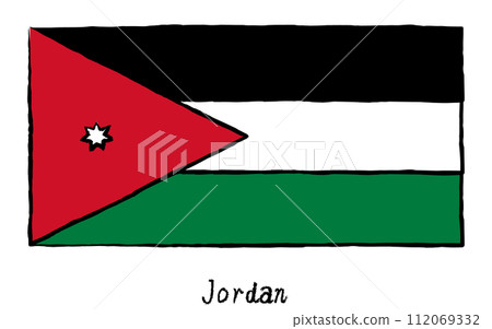 Analog hand-drawn style flags of the world, Jordan 112069332