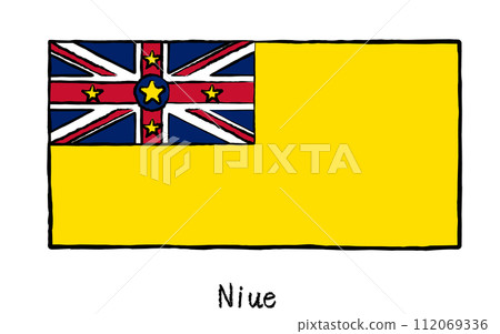 模擬手繪風格的世界國旗，紐埃 112069336