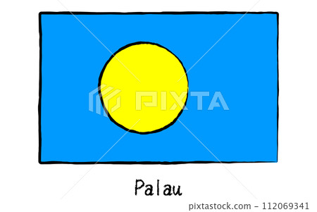 Analog hand-drawn style flags of the world, Palau 112069341