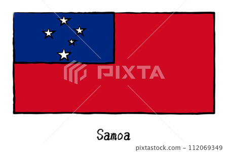 模擬手繪風格的世界國旗,薩摩亞 模擬手繪風格的世界國旗,薩摩亞 112069349