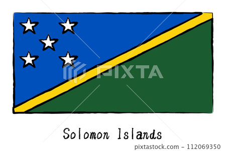 Analog hand-drawn style flags of the world, Solomon Islands 112069350