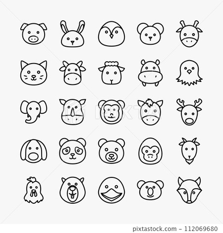 Animal icon set. Rabbit, dog, monkey, elephant, chicken, symbol collection. vector illustration. 112069680
