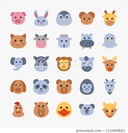 Animal icon set. Rabbit, dog, monkey, elephant, chicken, symbol collection. vector illustration. 112069682