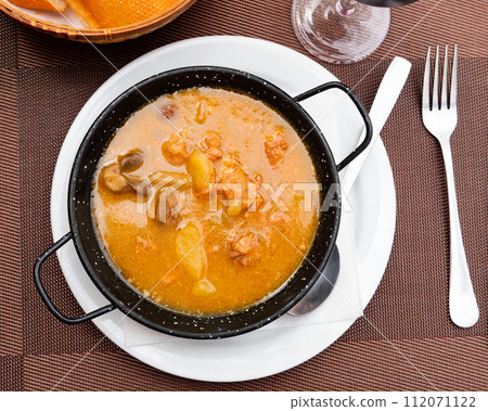 Stew of beef with boiled potatoes, mushrooms and vegetables 112071122