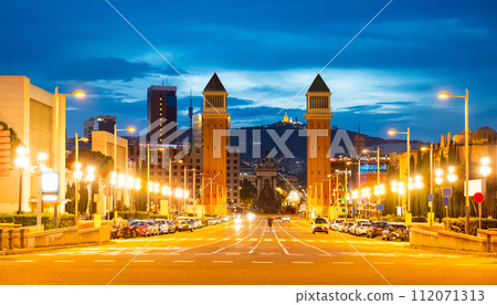 Cityscape of evening Placa d'Espanya Cityscape of evening Placa d'Espanya 112071313