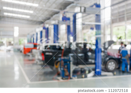car service centre auto repair workshop blurred background car service centre auto repair workshop blurred background 112072518
