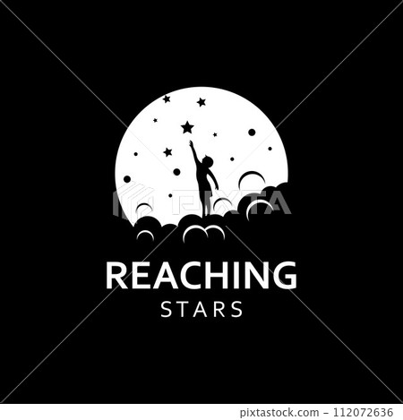 A logo to reach the stars or a logo to reach a dream or goal. Logo using concept design vector illustration template. A logo to reach the stars or a logo to reach a dream or goal. Logo using concept design vector illustration template. 112072636