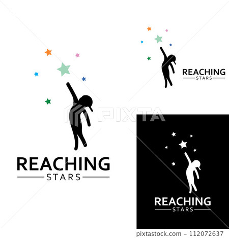 A logo to reach the stars or a logo to reach a dream or goal. Logo using concept design vector illustration template. A logo to reach the stars or a logo to reach a dream or goal. Logo using concept design vector illustration template. 112072637