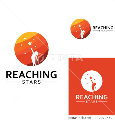 A logo to reach the stars or a logo to reach a dream or goal. Logo using concept design vector illustration template. A logo to reach the stars or a logo to reach a dream or goal. Logo using concept design vector illustration template. 112072639