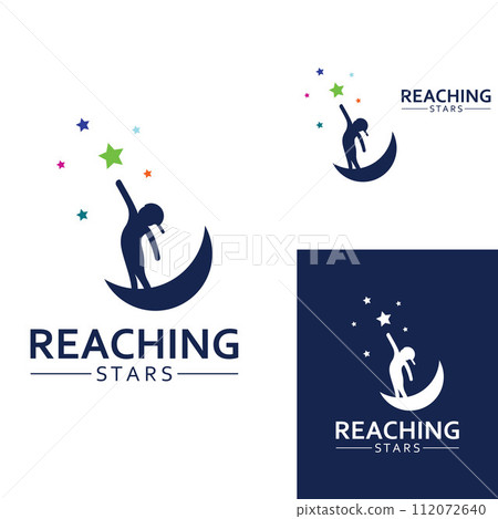 A logo to reach the stars or a logo to reach a dream or goal. Logo using concept design vector illustration template. A logo to reach the stars or a logo to reach a dream or goal. Logo using concept design vector illustration template. 112072640