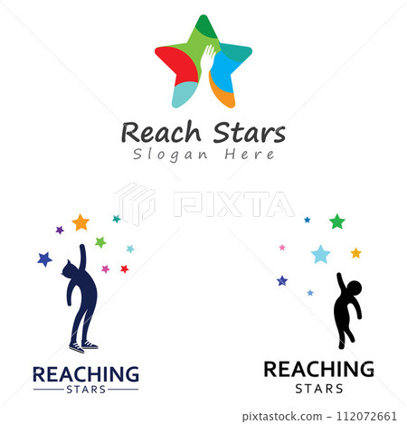 A logo to reach the stars or a logo to reach a dream or goal. Logo using concept design vector illustration template. 112072661