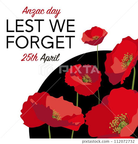 Lest we forget square post social template layout with red poppies on white background Lest we forget square post social template layout with red poppies on white background 112072732