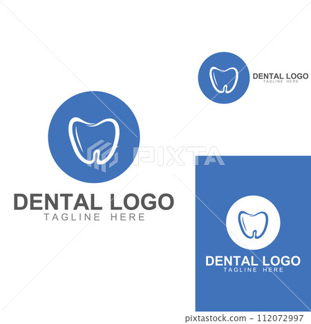 Dental logo, logo for dental health, and logo for dental care. Using a template illustration vector design concept 112072997
