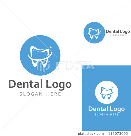 Dental logo, logo for dental health, and logo for dental care. Using a template illustration vector design concept 112073003