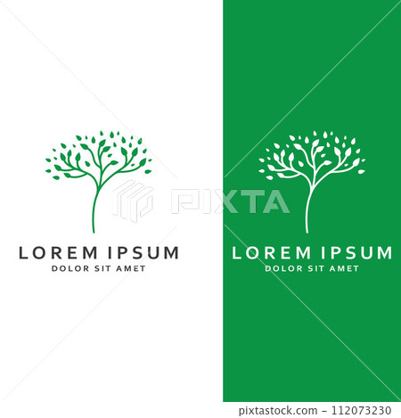 Living tree logo design, using a vector illustration template concept. Living tree logo design, using a vector illustration template concept. 112073230