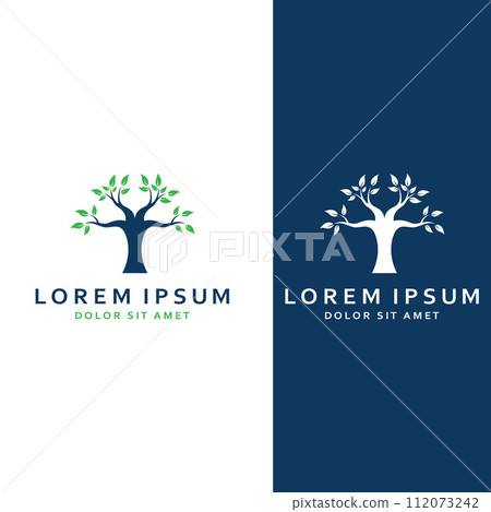 Living tree logo design, using a vector illustration template concept. Living tree logo design, using a vector illustration template concept. 112073242