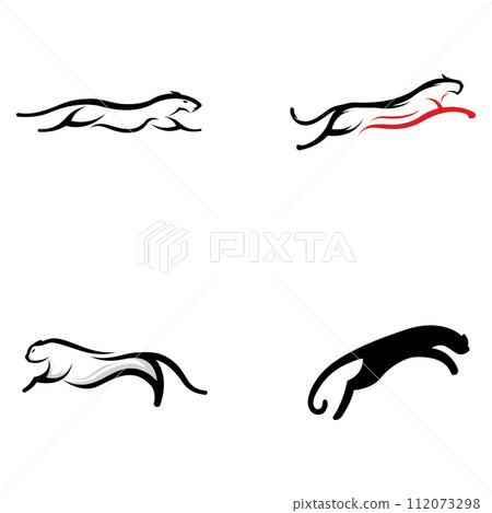 Cheetah animal logo with design concept vector illustration template. Cheetah animal logo with design concept vector illustration template. 112073298