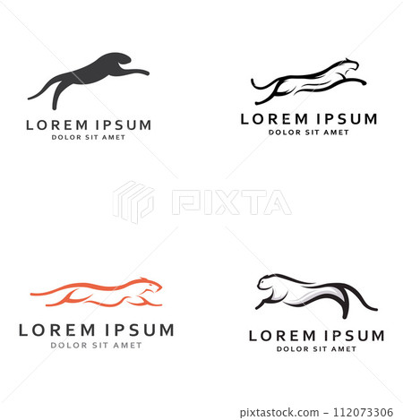 Cheetah animal logo with design concept vector illustration template. Cheetah animal logo with design concept vector illustration template. 112073306