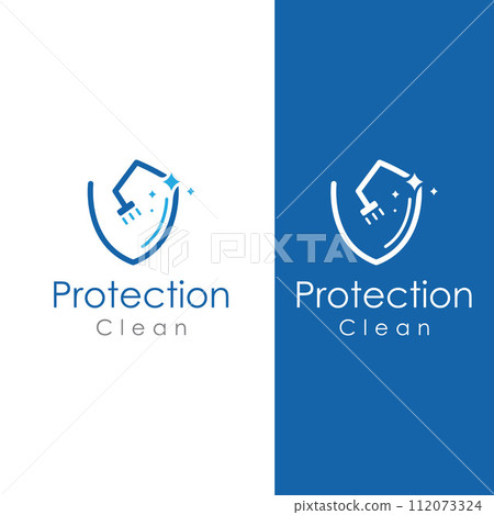 Cleaning logo, cleaning protection logo and house cleaning logo.With a template illustration vector design concept. Cleaning logo, cleaning protection logo and house cleaning logo.With a template illustration vector design concept. 112073324
