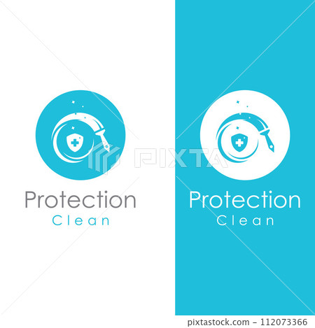 Cleaning logo, cleaning protection logo and house cleaning logo.With a template illustration vector design concept. Cleaning logo, cleaning protection logo and house cleaning logo.With a template illustration vector design concept. 112073366