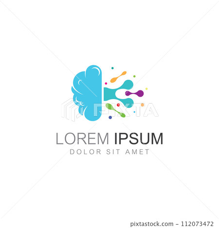 Brain logo. Brain logo with combination of technology and brain part nerve cells, with design concept vector illustration template. 112073472
