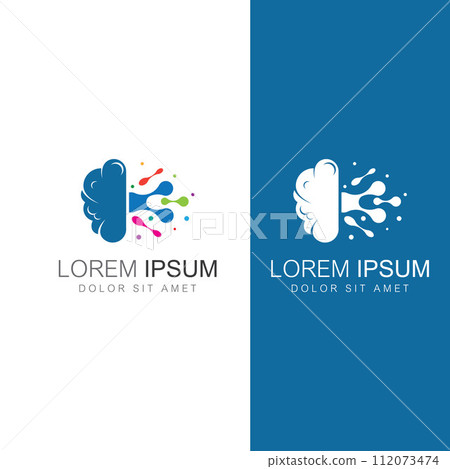 Brain logo. Brain logo with combination of technology and brain part nerve cells, with design concept vector illustration template. 112073474
