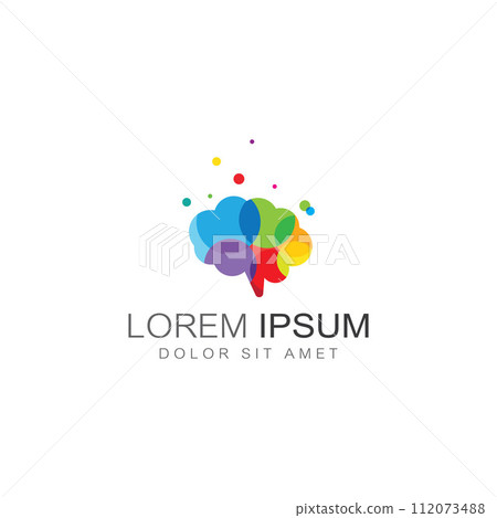 Brain logo. Brain logo with combination of technology and brain part nerve cells, with design concept vector illustration template. Brain logo. Brain logo with combination of technology and brain part nerve cells, with design concept vector illustration template. 112073488