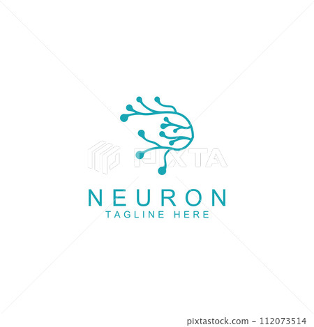 Neuron logo or nerve cell logo with concept vector illustration template. Neuron logo or nerve cell logo with concept vector illustration template. 112073514