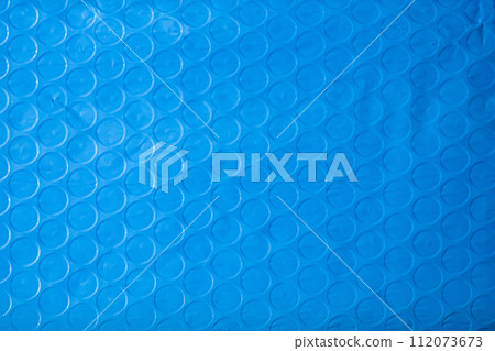 Blue Plastic wrap air bubble texture background packaging material 112073673